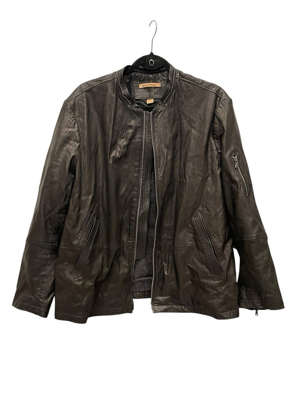 John Varvatos Jacket Mens Leather Black Motor XXL